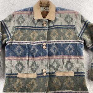 Vintage Woolrich Wool Aztec Lined Jacket Womens Small Wool Western USA 90s